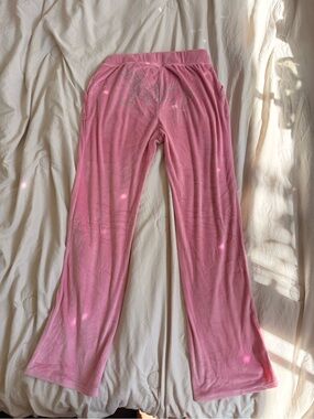 Juicy Couture Pink Velour Rhinestone Logo Lounge Pants